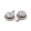 Brass Micro Pave Clear Cubic Zirconia Pendants KK-E068-VC301-3