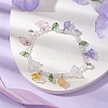 Dyed Natural Mixed Stone & Glass Beaded Stretch Bracelet with Flower Charms BJEW-JB10176-04-2