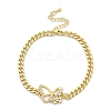 Brass Micro Pave Clear Cubic Zirconia Link Bracelets LS-BJEW-Z082-03G-01-4