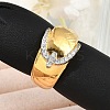 Brass Micro Pave Clear Cubic Zirconia Open Cuff Rings for Women RJEW-R011-03G-02-2