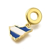Rack Plating Brass White & Blue Enamel European Dangle Charms KK-M079-21C-G-2