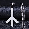 201 Stainless Steel Death Rune Symbol Pendant Necklaces LS-NJEW-H065-18P-1