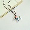 Porcelain Pendant Adjustable Imitation Leather Cord Necklaces for Women FS-WGE6687-05-1