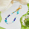 Glass & Synthetic Turquoise & ABS Plastic Imitation Pearl Keychain HJEW-FH00142-4