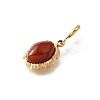 304 Stainless Steel Pave Natural Carnelian(Dyed & Heated) Horse Eye Pendant Decoration STAS-H202-23G-2