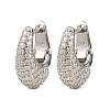 Oval Brass Micro Pave Clear Cubic Zirconia Hoop Earrings EJEW-S277-10P-A-4