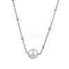 Round Natural Cultured Freshwater Pearl Pendant Necklaces X-NJEW-JN04965-1