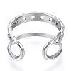 304 Stainless Steel Curb Chains Shape Open Cuff Ring RJEW-N040-03-3