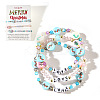 3Pcs Christmas Theme Handmade Polymer Clay & Glass Bicone Beads Stretch Bracelet Sets QY3550-8-1