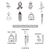 64Pcs 8 Styles Tibetan Style Alloy Pendants PALLOY-SC0003-36AS-2