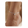 201 Stainless Steel Heart with Initial Charm Double Layer Anklets for Women FS-WG0EC0A-22-1