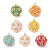 7Pcs Electroplate Glass & Round Rocailles & Glass Pearl Beaded Pendants PALLOY-MZ00879-1