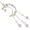 Nuggets Natural Quartz & Brass Moon Hanging Suncatchers HJEW-JM04253-04-4