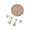 Flat Round 201 Stainless Steel Rhinestone Stud Dangle Earrings for Women EJEW-JE05920-3
