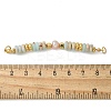Natural Shoushan Stone & Plastic Imitation Pearl Disc Beaded Connector Charms/Links STAS-L277-11G-02-3