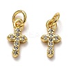 Brass Micro Pave Cubic Zirconia Tiny Cross Charms ZIRC-H119-04G-1