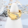 Brass Micro Pave Clear Cubic Zirconia Open Cuff Rings for Women LS-RJEW-R011-03G-02-3