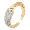 Chain Style Brass Micro Pave Clear Cubic Zirconia Open Cuff Ring for Women RJEW-Q819-06G-1