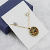 Mother's Day Flat Round with Flower & Word Mama Stainless Steel with Cubic Zirconia Pendant Necklaces & Stud Earring Sets WG8ED63-01-1