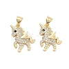 Brass Pave Cubic Zirconia Pendants KK-U009-02B-G-1