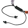 Natural & Synthetic Mixed Gemstone Flat Round Braided Bead Bracelets BJEW-JB09710-01-4