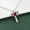 Brass Cubic Zirconia Wing Cross Pendant Necklaces for Women NJEW-C067-07P-01-2