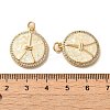 Flat Round with Peace sign & Tower Brass Micro Pave Cubic Zirconia with Synthetic Opal Pendants KK-D096-07A-G-3