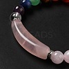 Natural Rose Quartz & Mixed Gemstone Beaded Stretch Bracelet with Heart Charm for Women BJEW-K164-B26-5