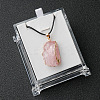 Electroplated Raw Natural Rose Quartz Neggets Pendant Black Wax Cord Necklaces FS-WG48460-02-1