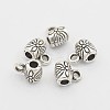 Tibetan Style Alloy Barrel Carved Flower Bail Beads TIBEB-O004-49-2