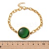 304 Stainless Steel Flat Round Link Bracelets BJEW-A036-10G-02-5