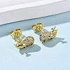 Brass Micro Pave Clear Cubic Zirconia Stud Earrings EJEW-D328-04G-03-2