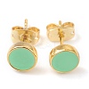 Golden Plated Brass Enamel Stud Earrings EJEW-L234-041B-2