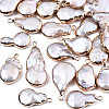 Electroplate Natural Baroque Pearl Keshi Pearl Pendants LS-PEAR-Q008-22G-1