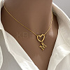 304 Stainless Steel Heart with Initial Pendant Necklaces for Women FS-WG4DC9E-13-2