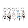 8Pcs 4 Color Alloy Natural Gemstone Pendant Decorations KEYC-AL0010-1