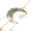 Wire Wrapped Natural Green Aventurine Moon with Tree of Life Pendant Decorations HJEW-K046-07G-04-4