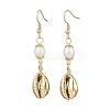 Natural Freshwater Pearl & Electroplated Shell Necklace and Bracelet and Dangle Earring Sets SJEW-JS01314-3