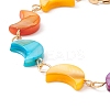Natural Shell Crescent Moon Link Chain Bracelet BJEW-C015-12G-2