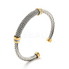 304 Stainless Steel Twist Rope Shape Open Cuff Bangle with Rhinestone for Women LS-BJEW-D449-01GP-01-3