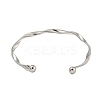 304 Stainless Steel Twisted Open Cuff Bangles for Women BJEW-U003-01P-3