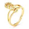 Clear Cubic Zirconia Initial Letter with Crown Adjustable Ring RJEW-M139-17L-1