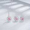 Flower 925 Sterling Silver with Cubic Zirconia Pendant Necklace & Stud Earring FS-WG92113-11-1