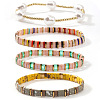 5Pcs Glass Seed Bead & Brass Beads Stretch Bracelets for Women GJ3337-1-5