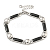 304 Stainless Steel Enamel Rectangle Link Chain Bracelets with Glitter Powder BJEW-S153-04P-02-1