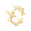 Flower Brass Cuff Rings for Women RJEW-B119-07G-4