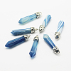 Dyed Bullet Natural Agate Pointed Pendants G-E332-C01-1