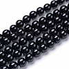 Natural Dyed & Heated Black Onyx Round Bead Strands X-G-T055-6mm-10-1
