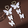 Heart with Butterfly Alloy Cloth Dangle Stud Earrings FS-WG4EAFC-01-4