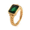 304 Stainless Steel Pave Single Cubic Zirconia Finger Rings for Women SA-CBAABBA-08B-G-2